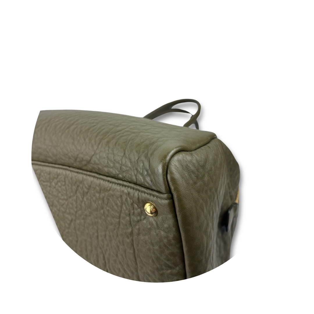 Miu Miu Olive Green Crinkle Leather Shoulder Bag