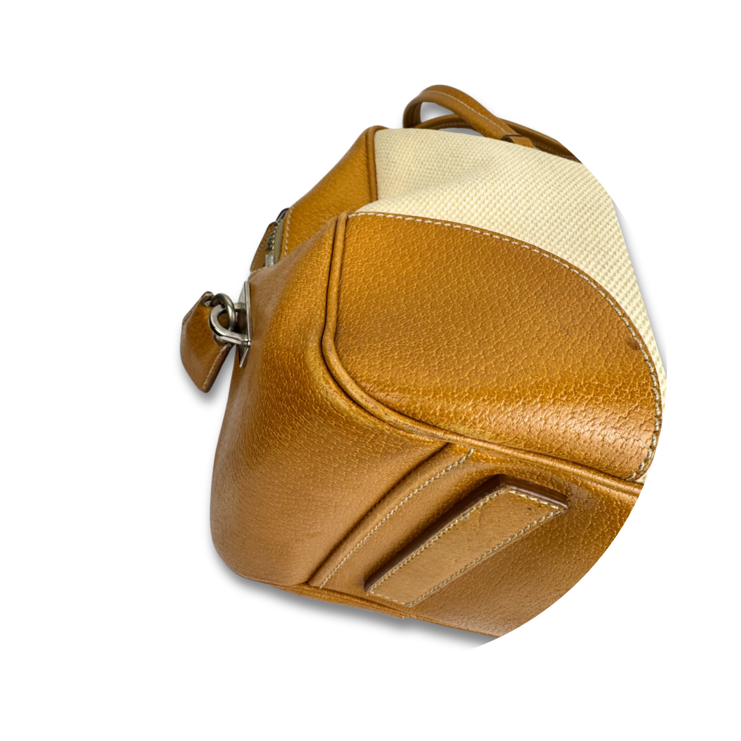 Prada Beige Canvas Bowler Bag