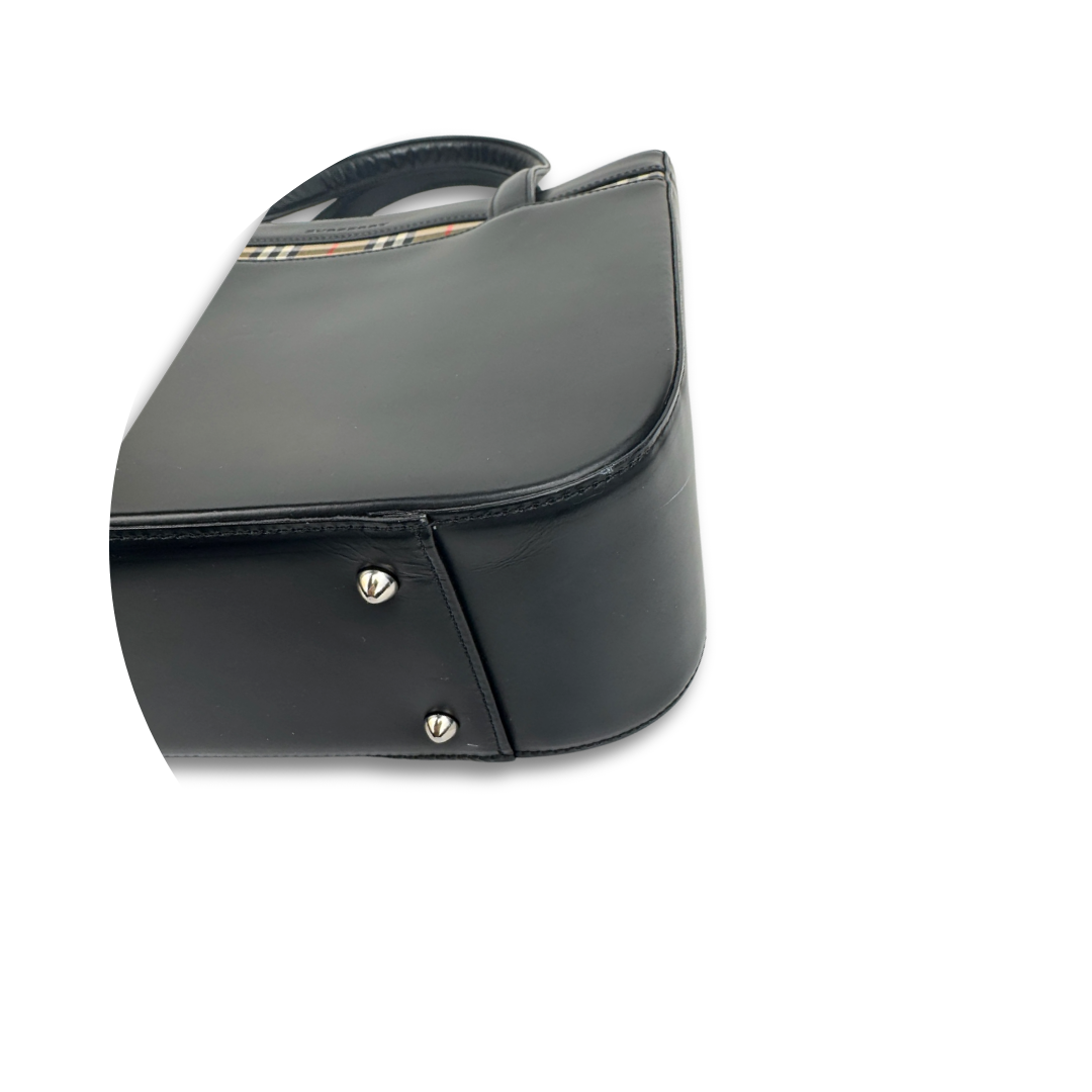 Burberry Black Leather Top Handle Tote