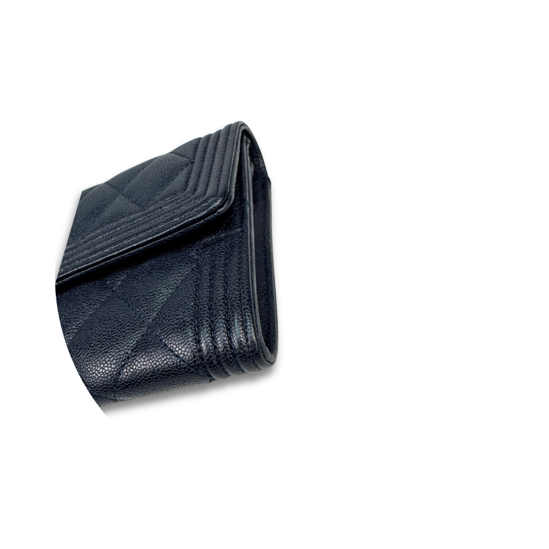 Chanel Navy Caviar Boy Wallet