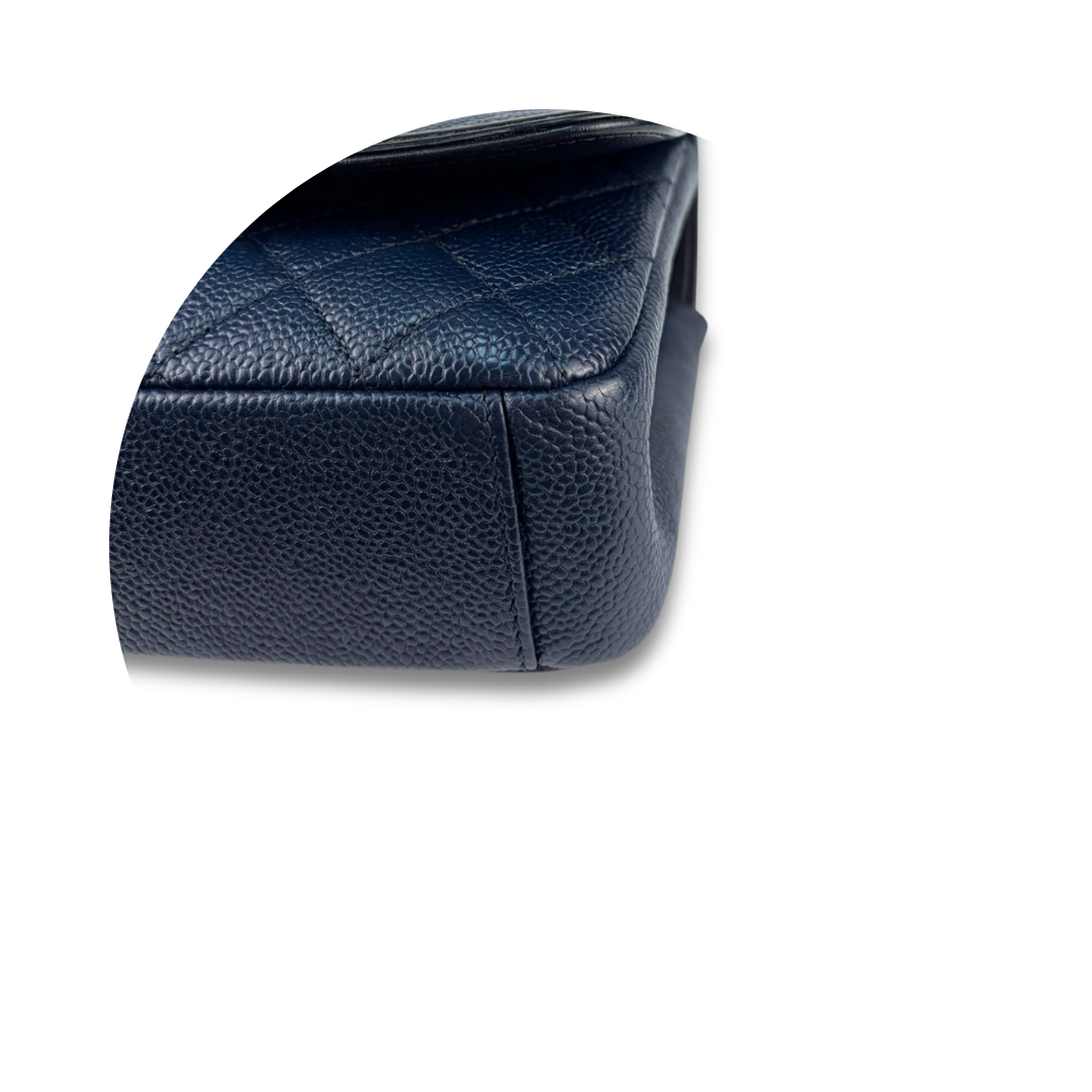 Chanel Navy Caviar Small Filigree Flap Bag