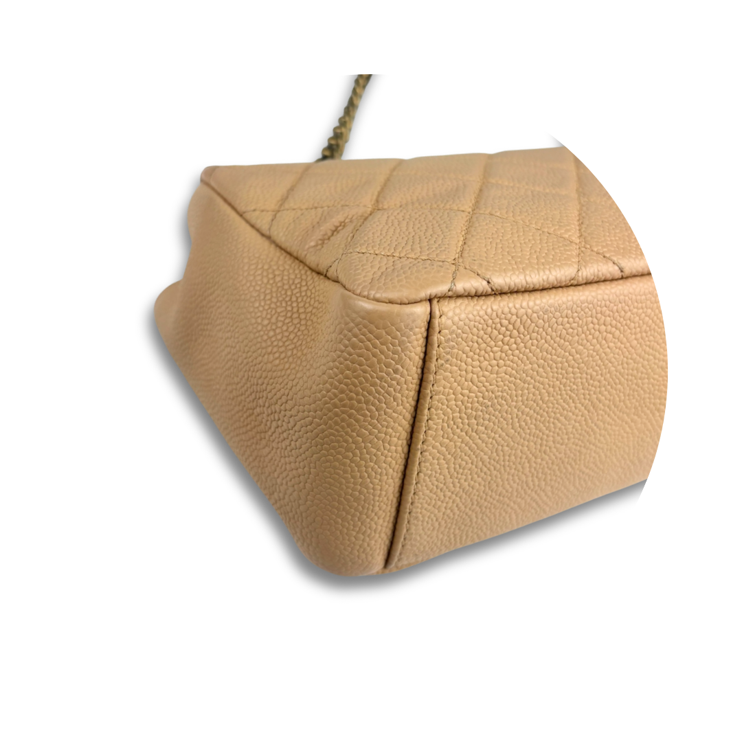 Chanel Tan Caviar Quilted Medium Chic Quilt Flap Bag