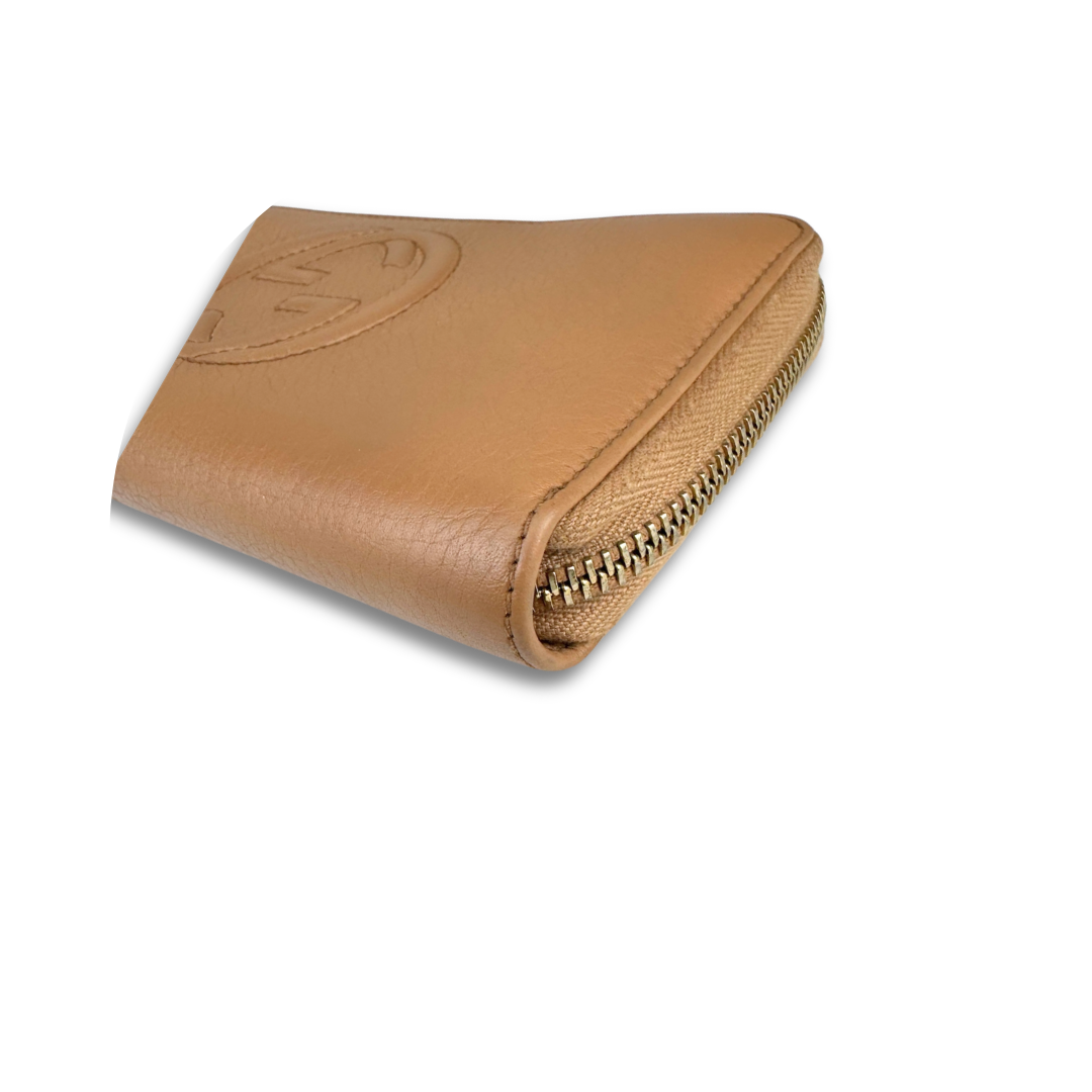 Gucci Beige Soho Zip Around Wallet