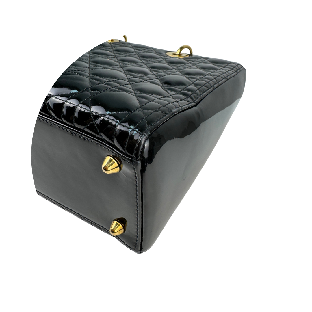 Dior Black Patent Large Lady Dior