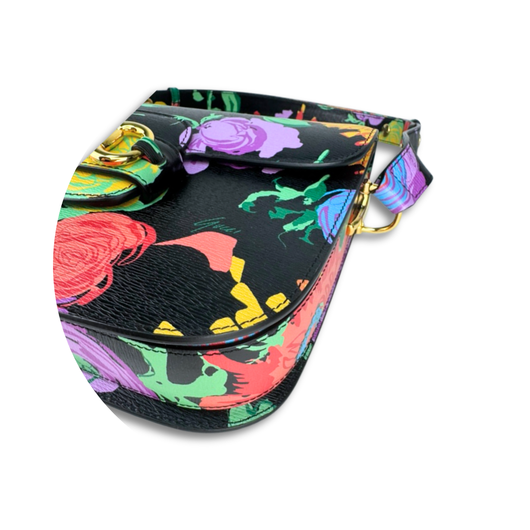 Gucci x Ken Scott Floral Horsebit 1955 Shoulder Bag