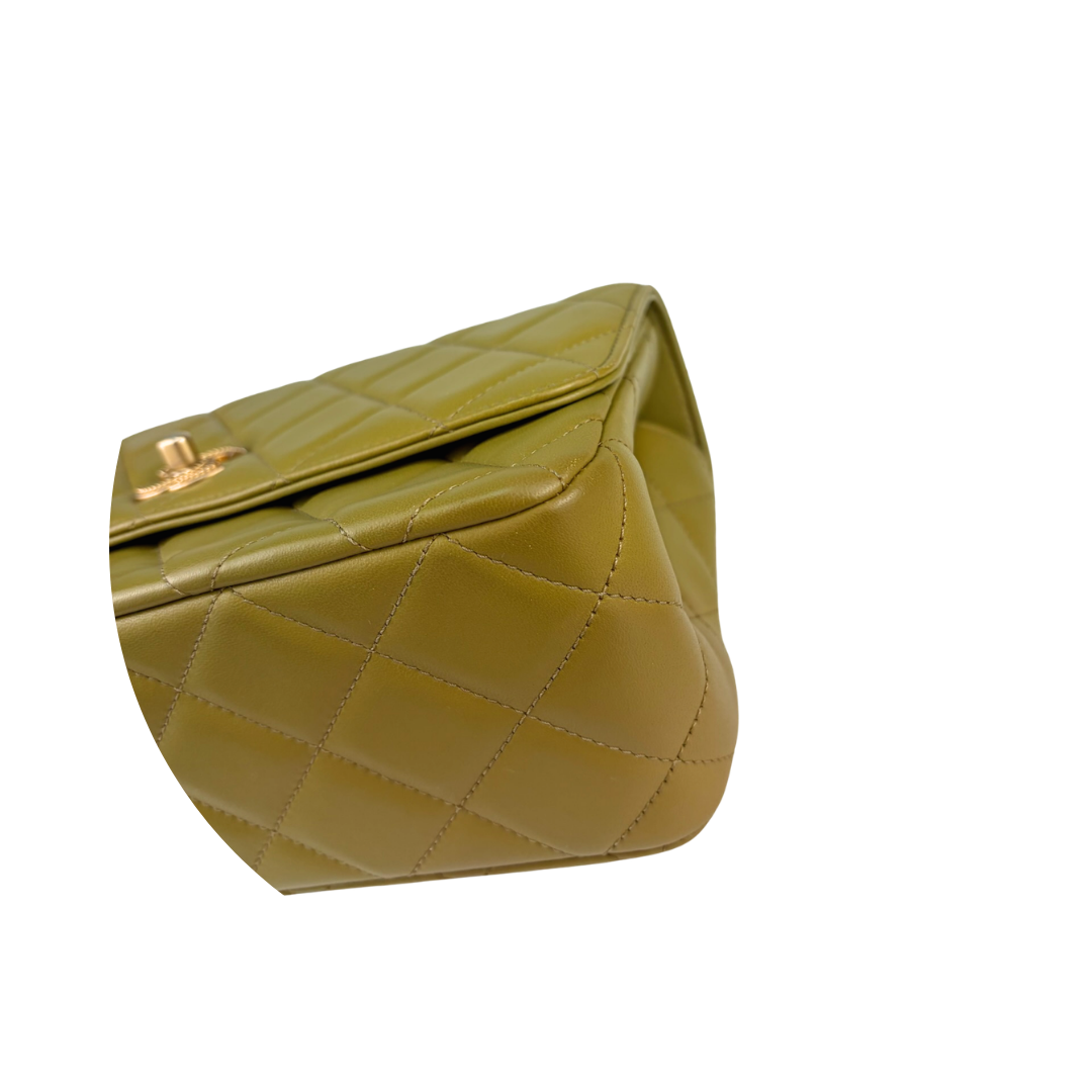 Chanel Olive Green Lambskin Top Handle Bag