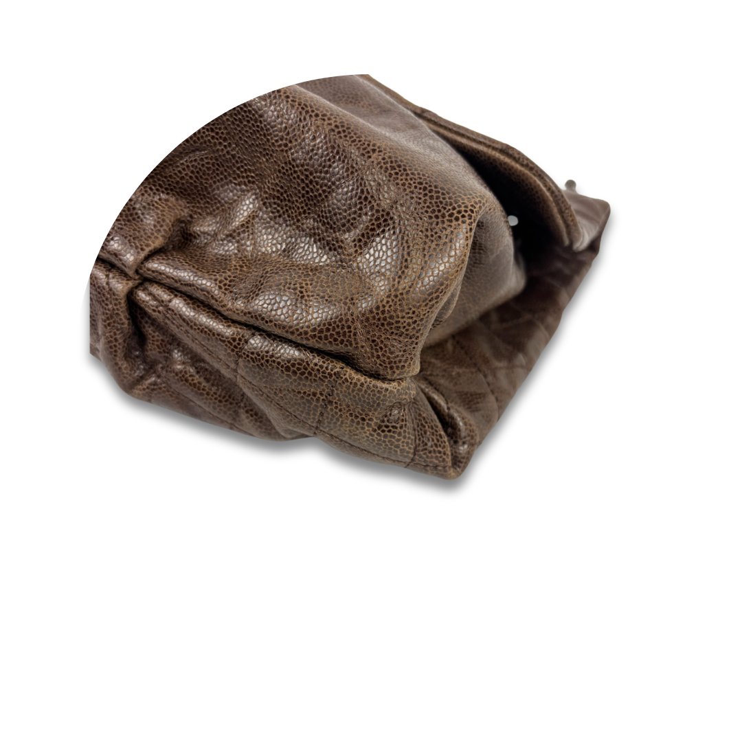Chanel Brown Glazed Caviar Elastic Flap Bag