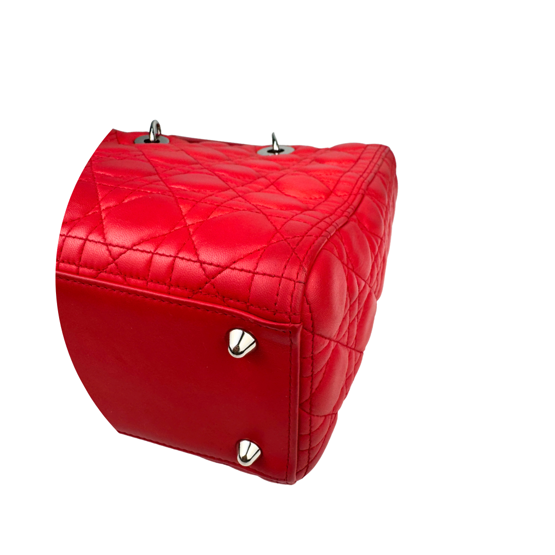 Dior Red Lambskin Large Lady Dior