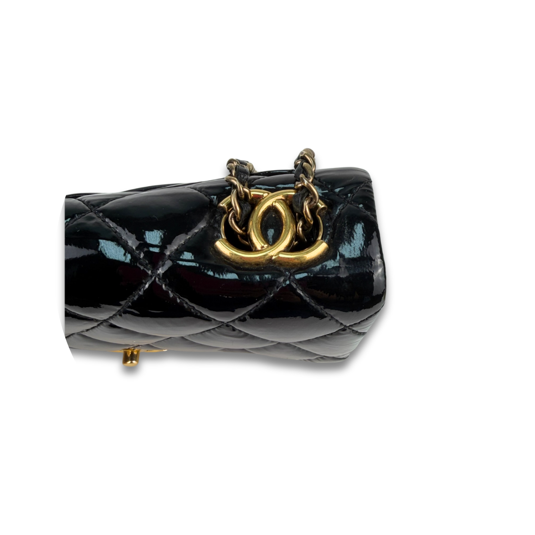 Chanel Patent Goatskin Small CC Eyelet Flap