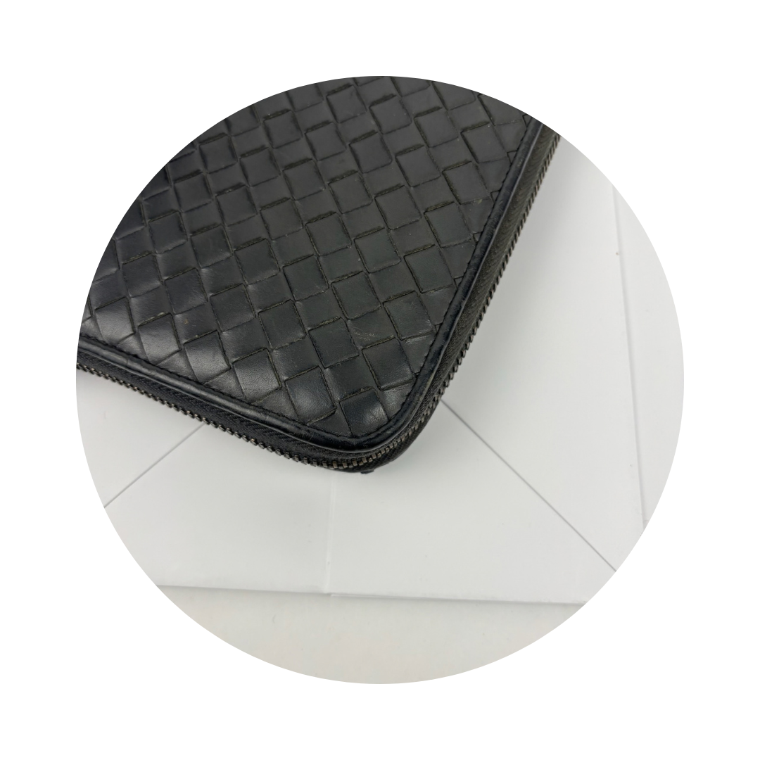 Bottega Veneta Intrecciato Grey Zip Around Wallet