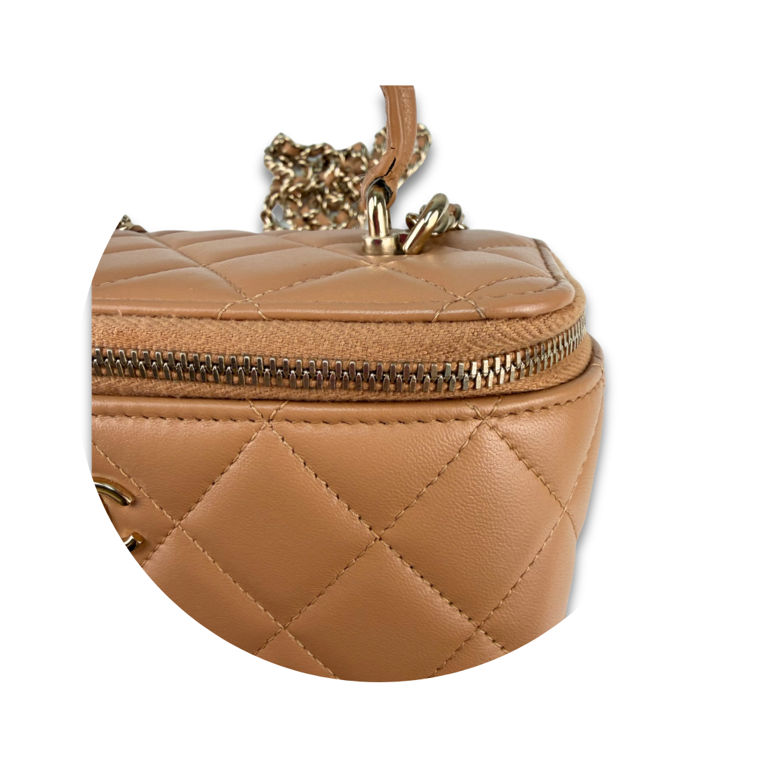 Chanel Tan Classic Small Top Handle Vanity