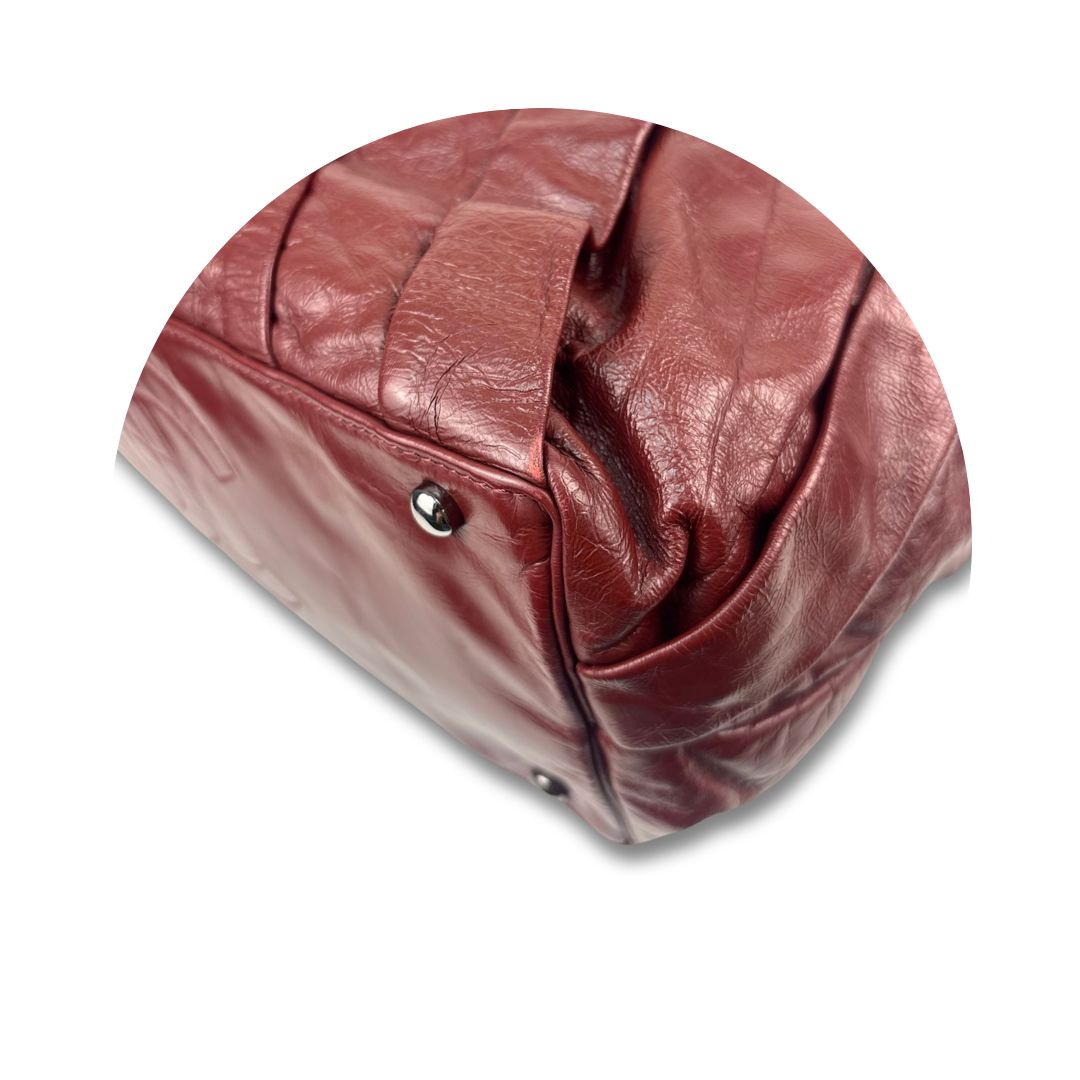 Chanel Red Glazed Calfskin Twisted Tote