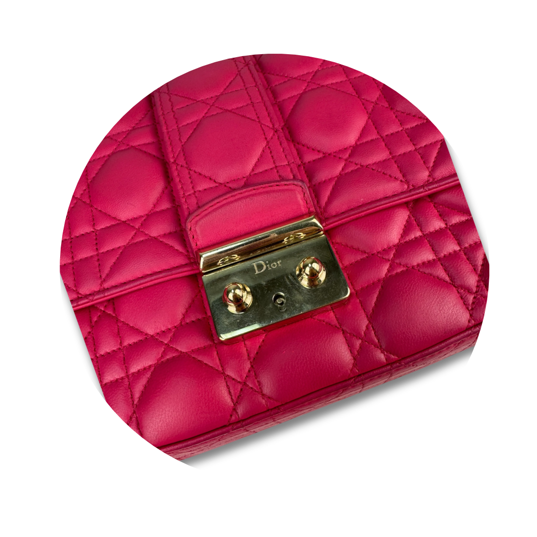 Dior Pink Lambskin Cannage Large Miss Dior Flap