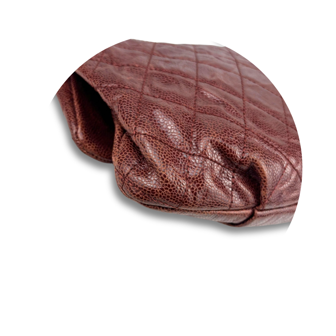 Chanel Red Glazed Caviar Elastic Flap Bag
