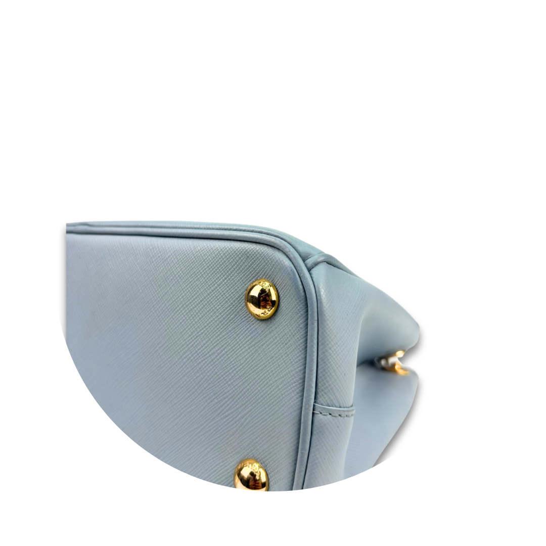 Prada Mini Light Blue Double Zip Galleria
