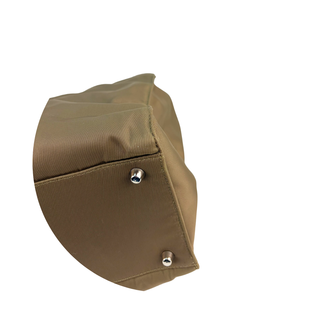 Prada Taupe Nylon Double Pocket Tote