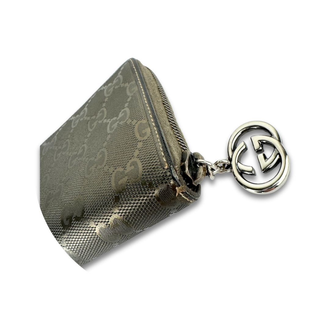 Gucci Metallic Bronze Imprimé Zipper Wallet