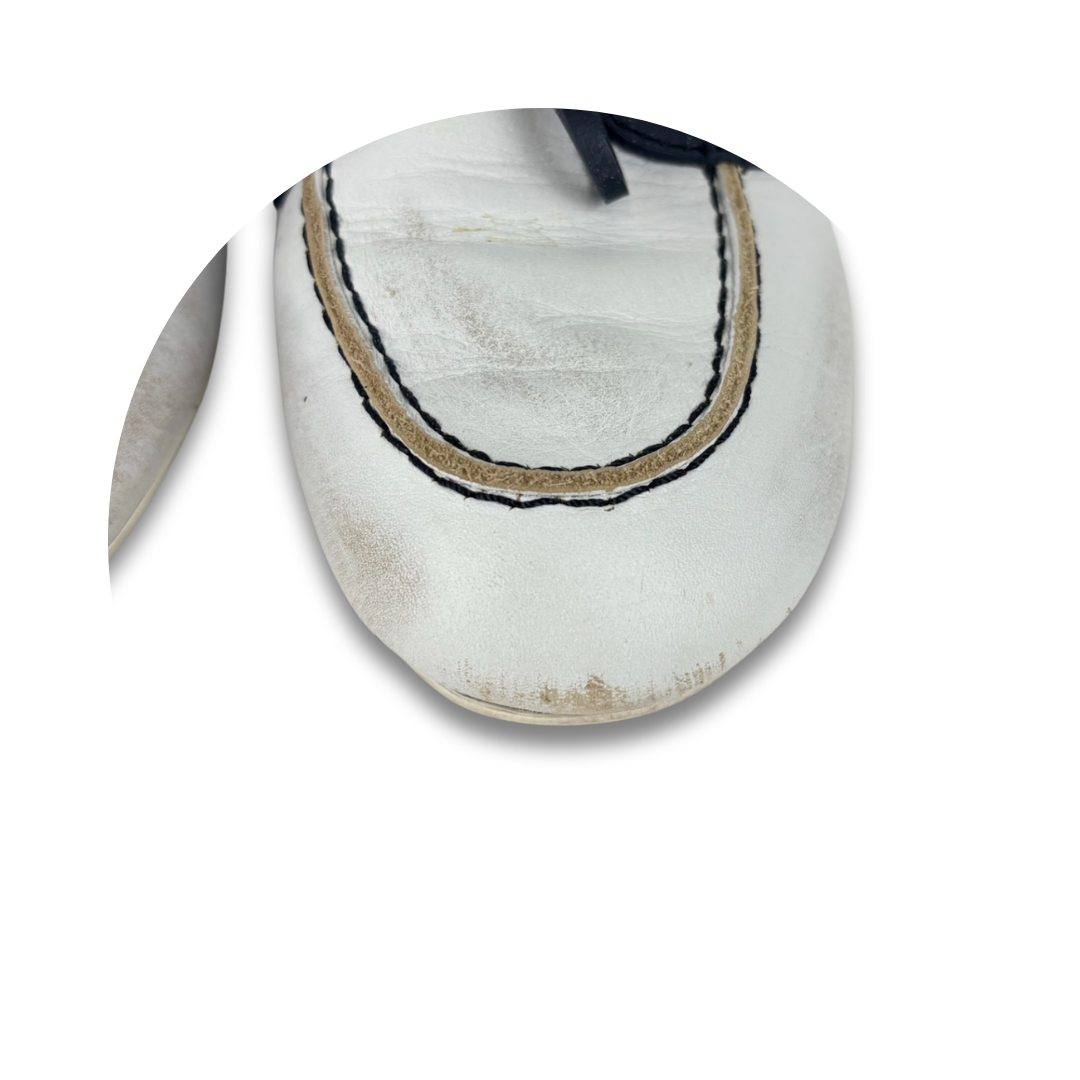 Miu Miu White Leather Deck Shoes - Size 36.5