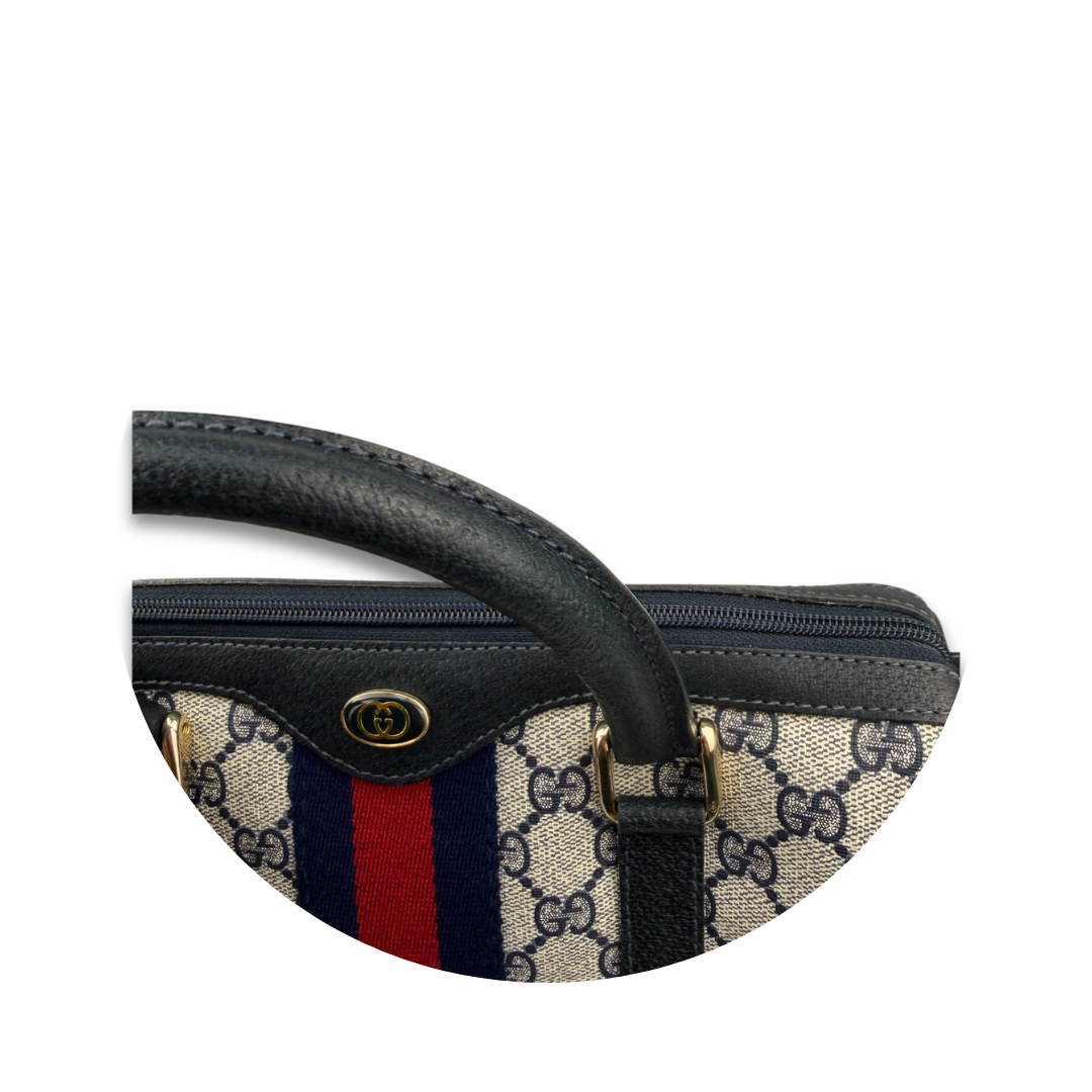 Gucci Navy Vintage Boston Bag