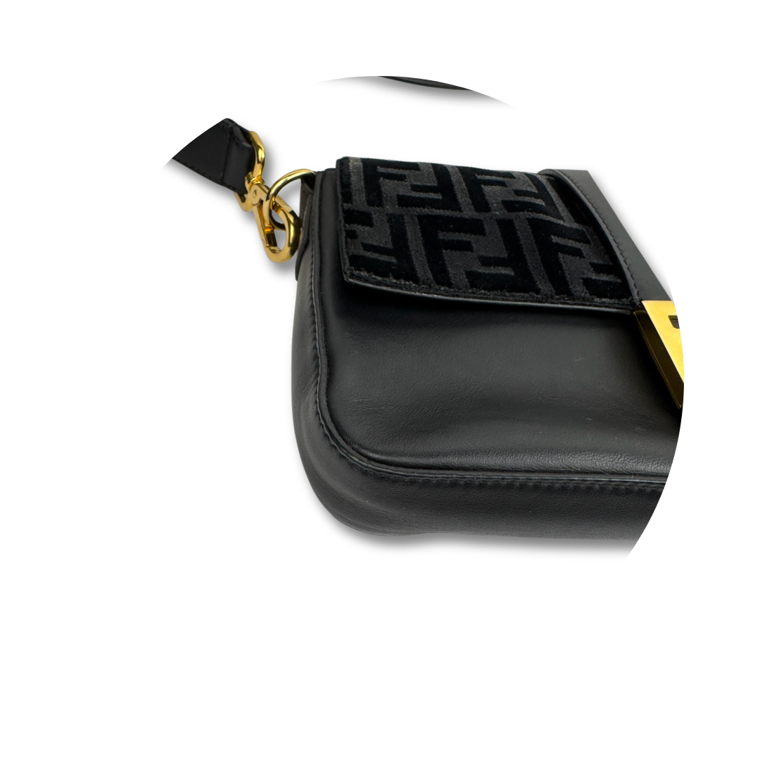 Fendi x Jackson Wang Black Velvet Convertible Baguette