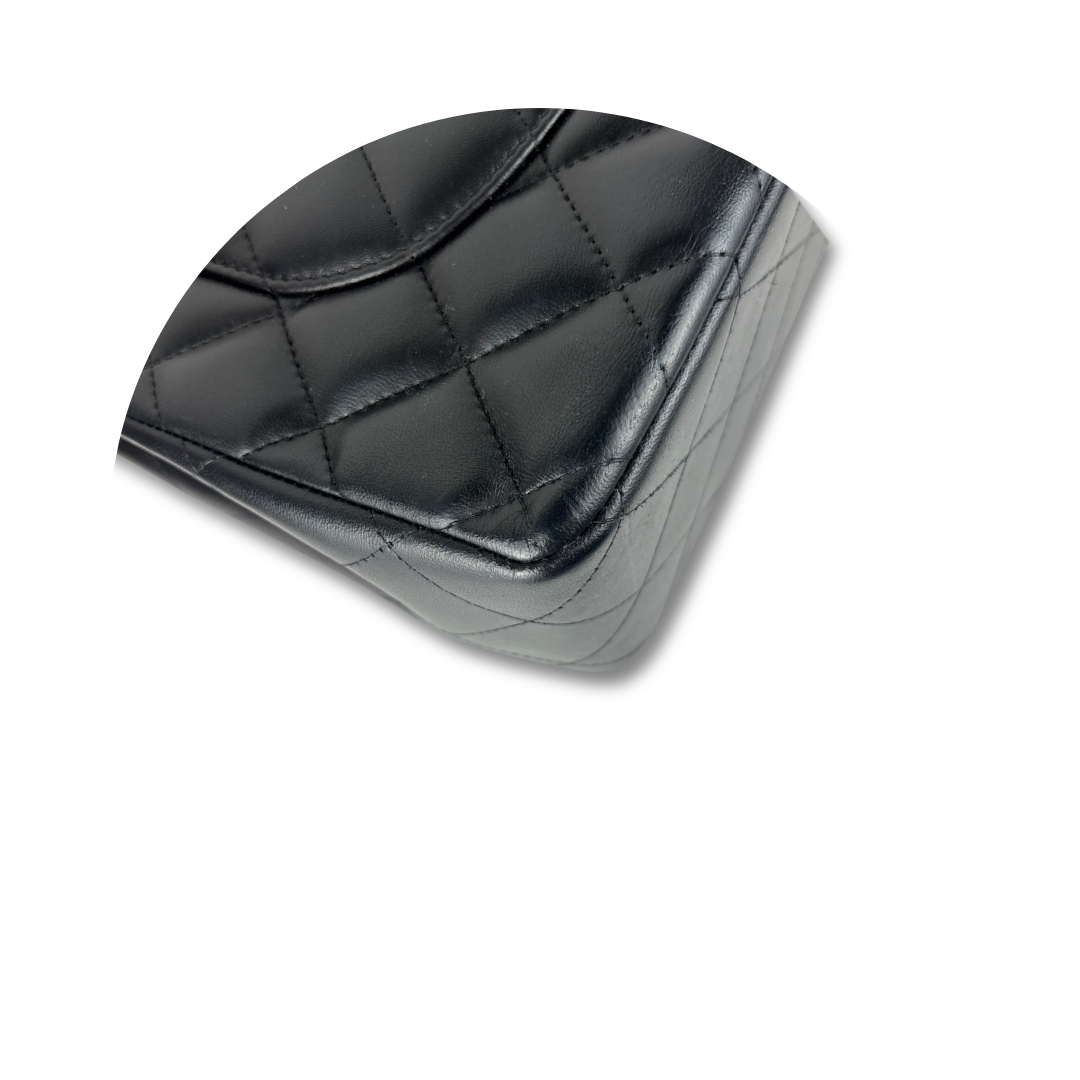 Chanel Black Lambskin Classic Jumbo Double Flap