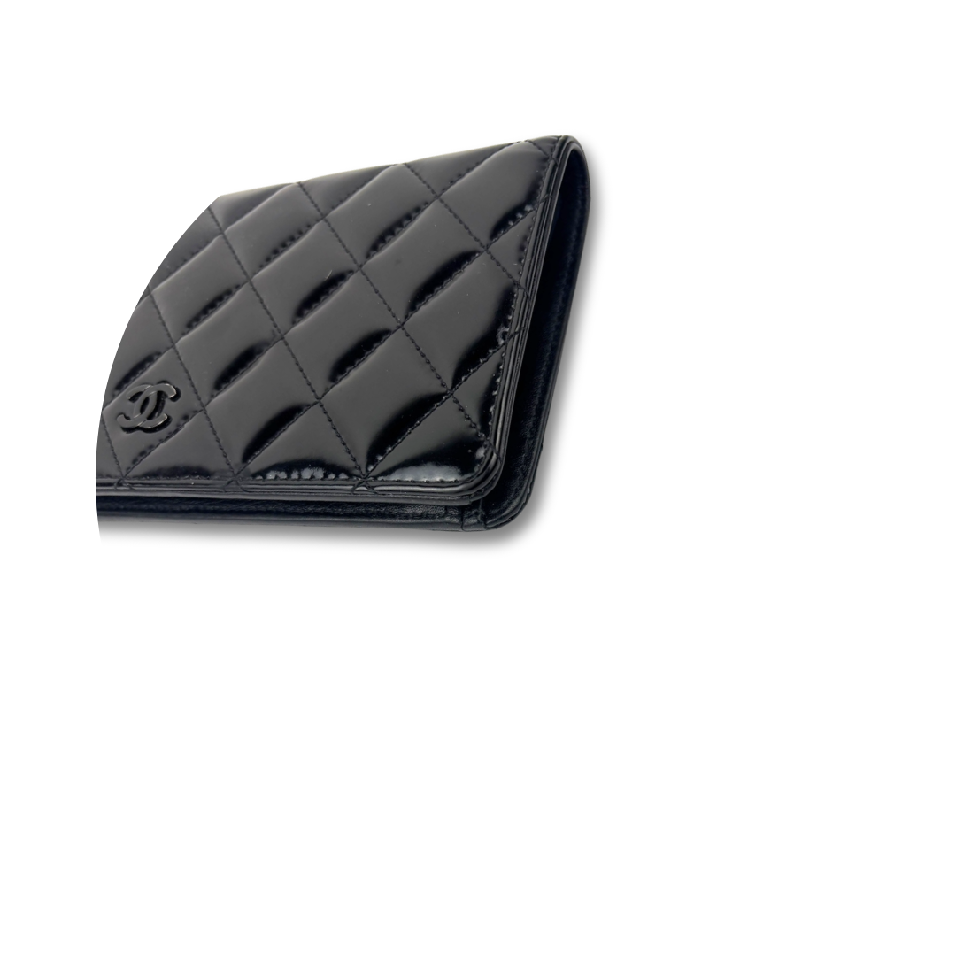 Chanel So Black Patent Bifold Wallet