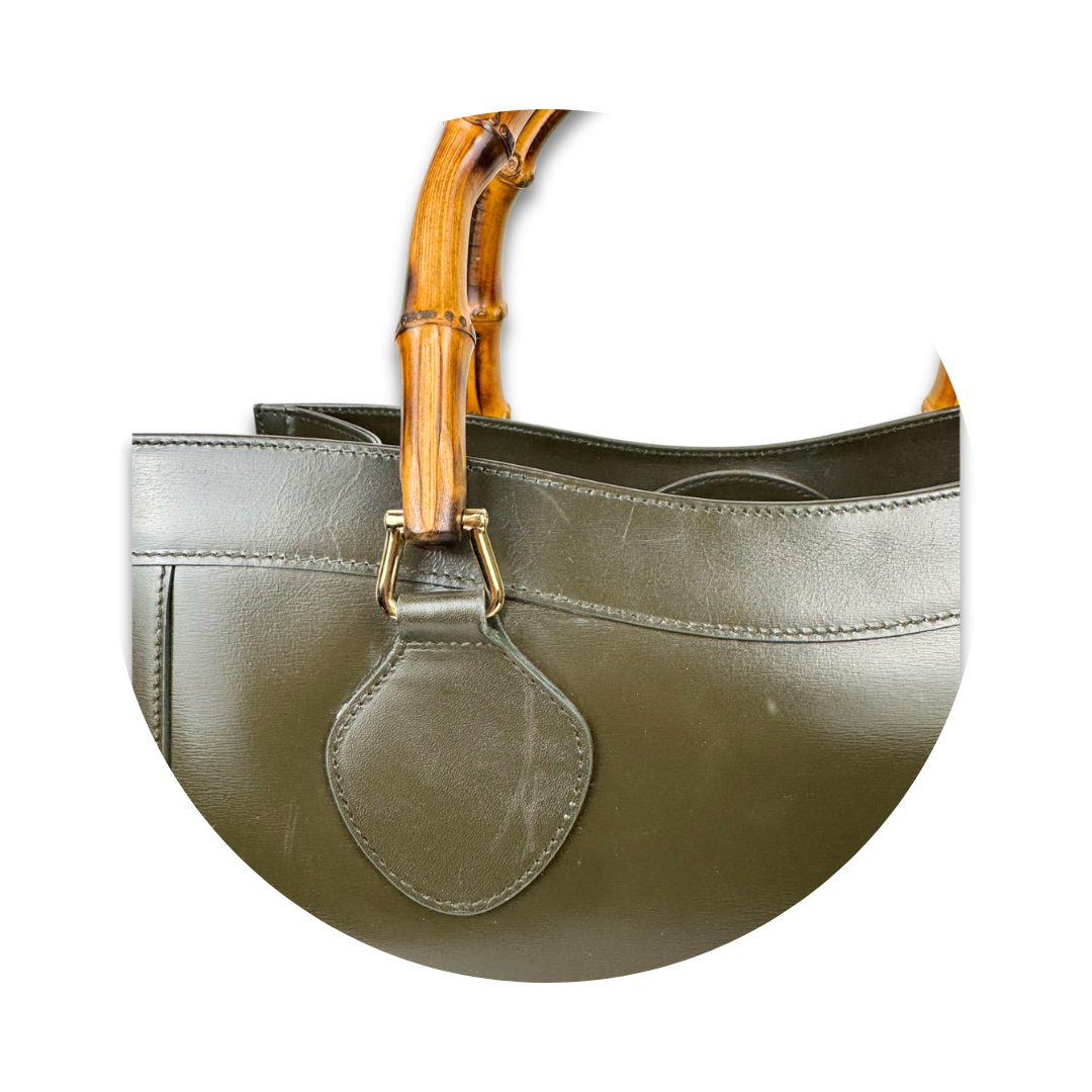 Gucci Diana Green Bamboo Tote Bag