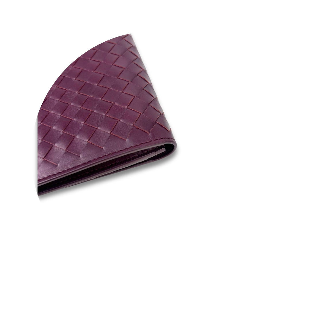 Bottega Veneta Plum Intrecciato Bifold Wallet
