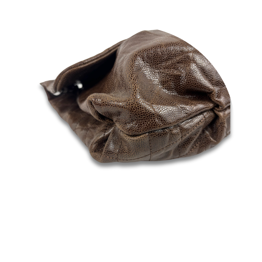 Chanel Brown Glazed Caviar Elastic Flap Bag