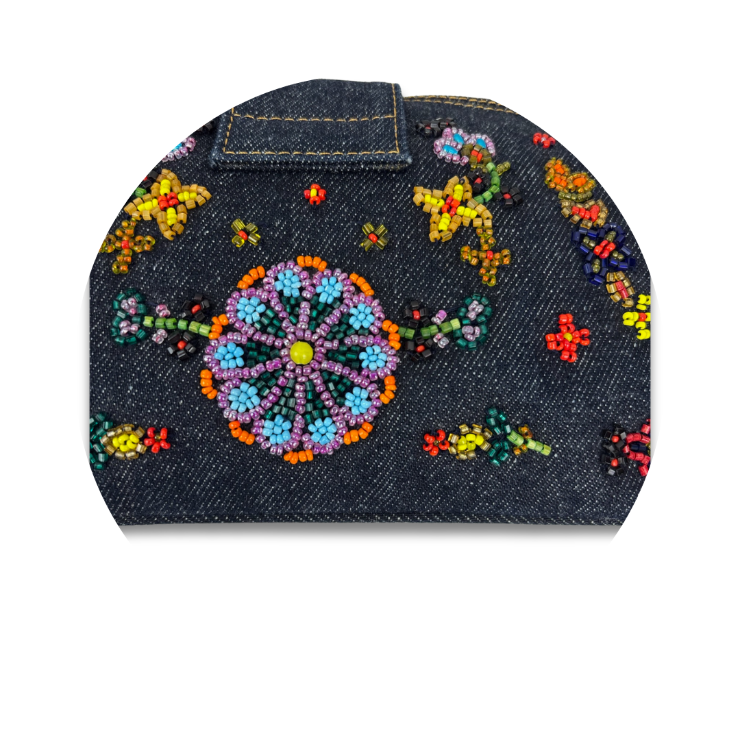 Fendi Beaded Denim Zip Pochette