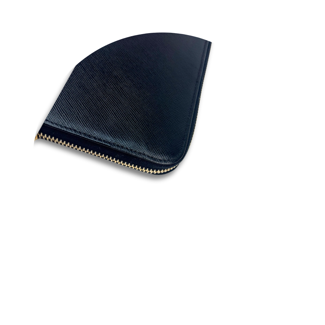 Prada Black Saffiano Zipper Wallet