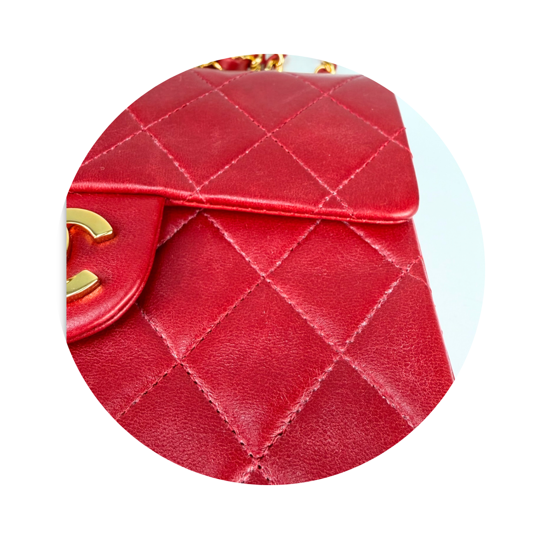 Chanel Classic Red Lambskin Square Mini