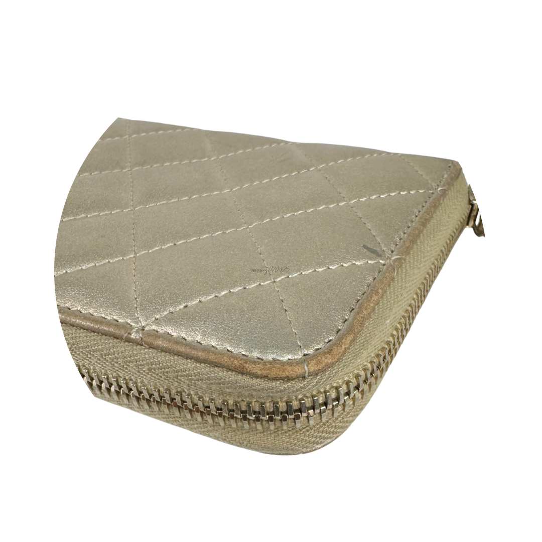 Chanel Metallic Gold Zipper Wallet