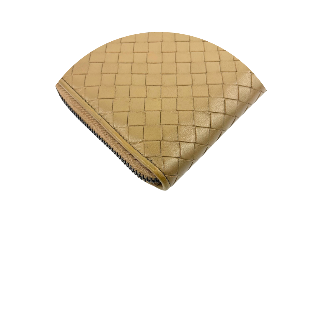 Bottega Taupe Zip Around Wallet