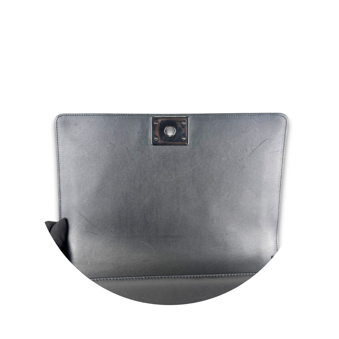 Chanel So Black Large Quilted Calfskin Boy Bag