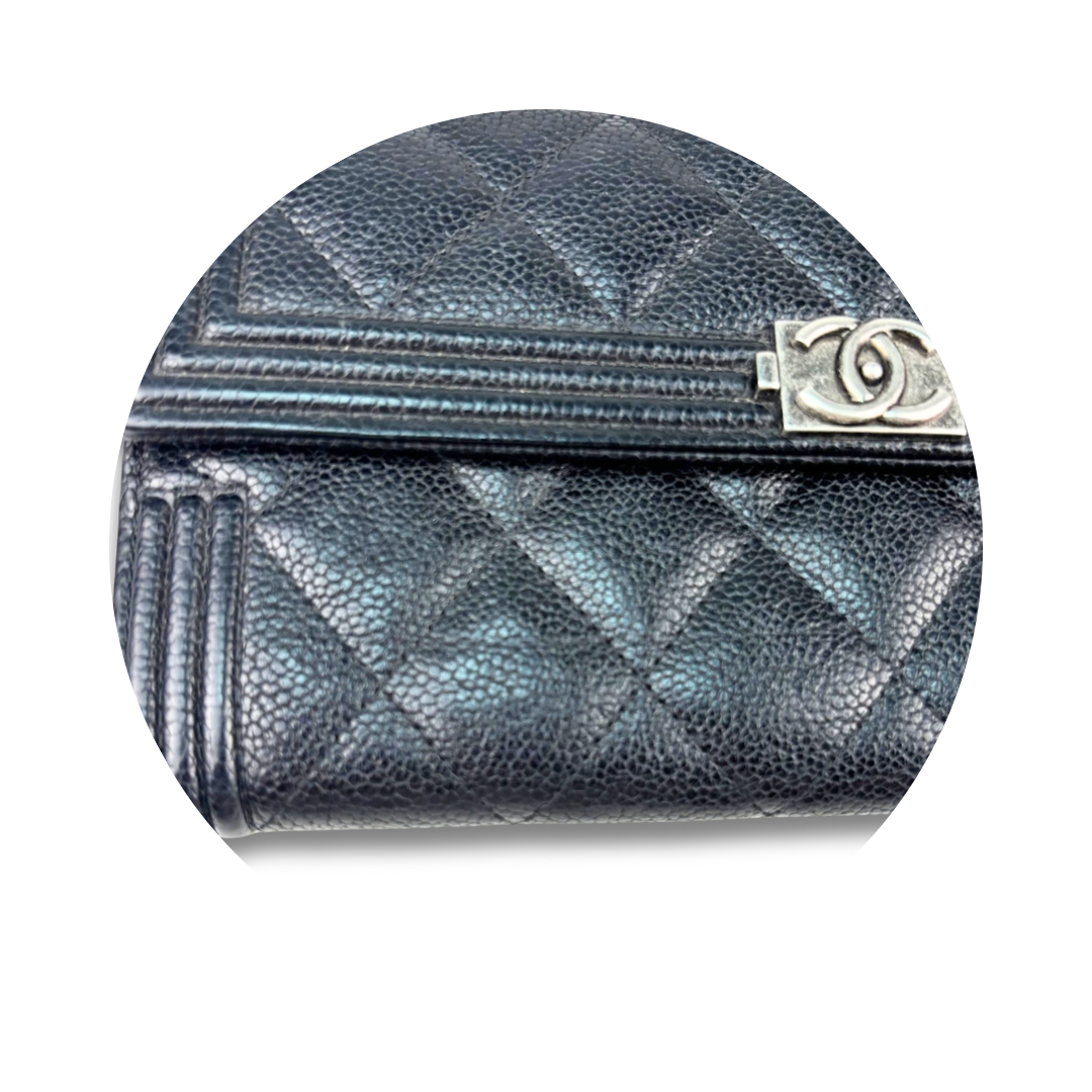 Chanel Black Caviar Boy Flap Wallet
