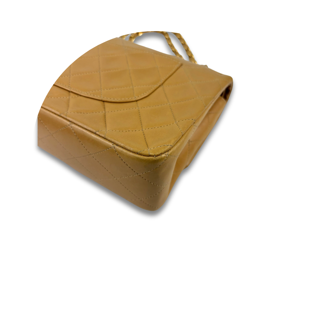 Chanel Camel Lambskin Classic Medium Double Flap