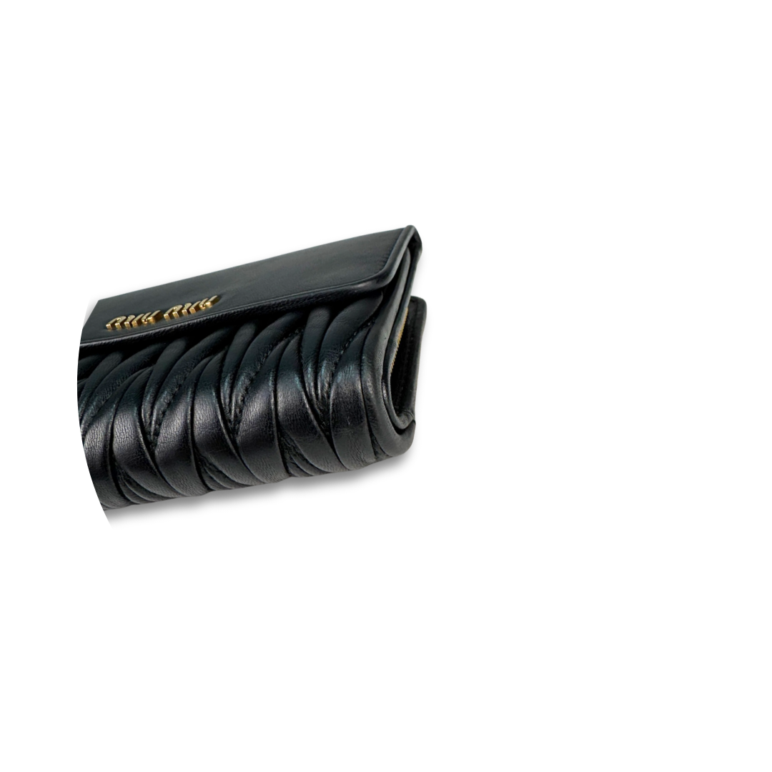 Miu Miu Black Matelasse Mid Size Wallet