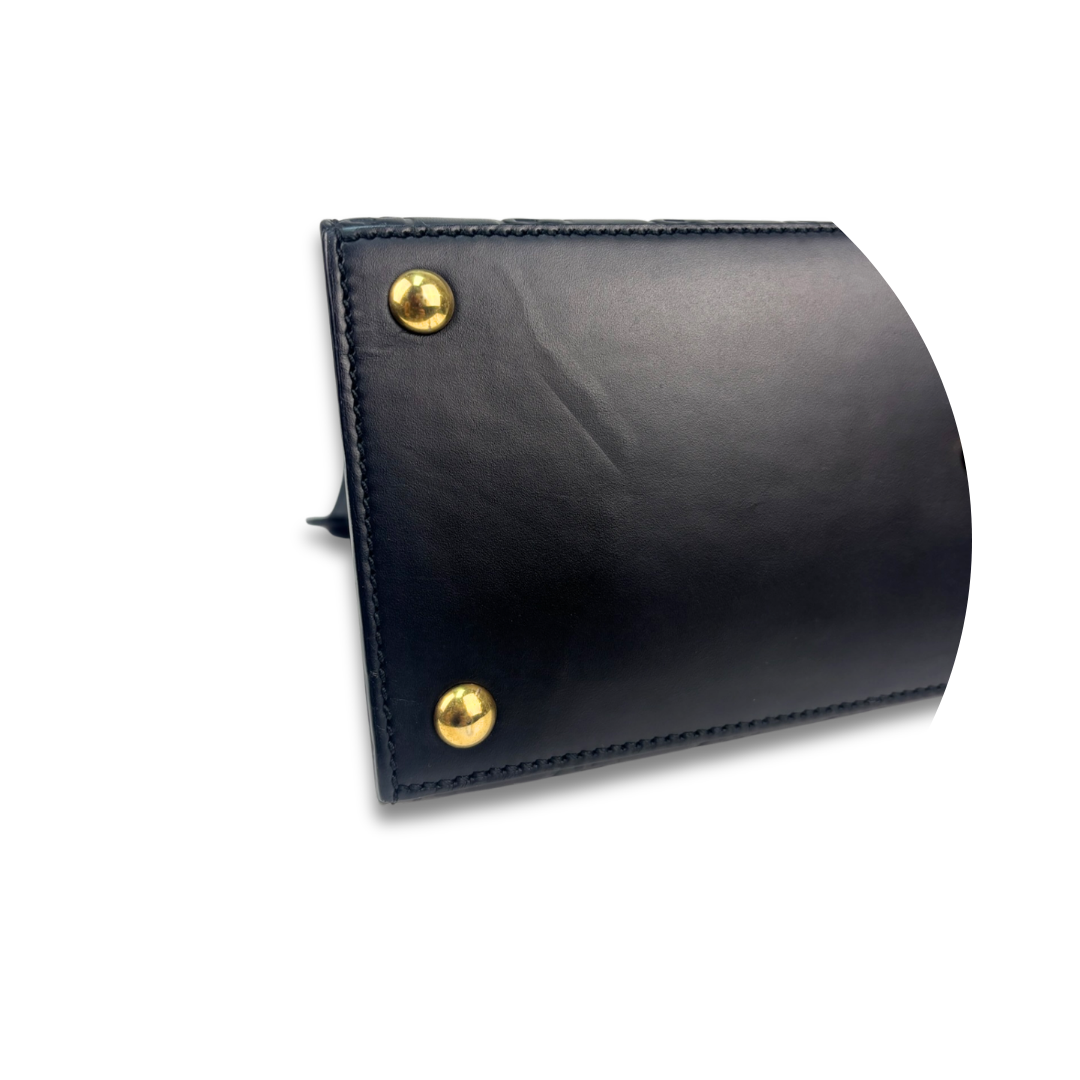 Gucci Black Guccissima Medium Padlock Top Handle
