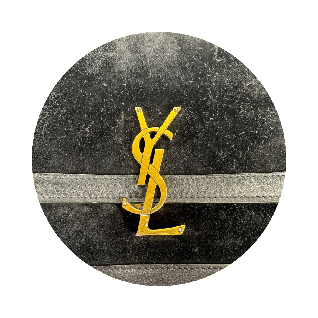 YSL Black Suede Solferino Medium Soft Satchel
