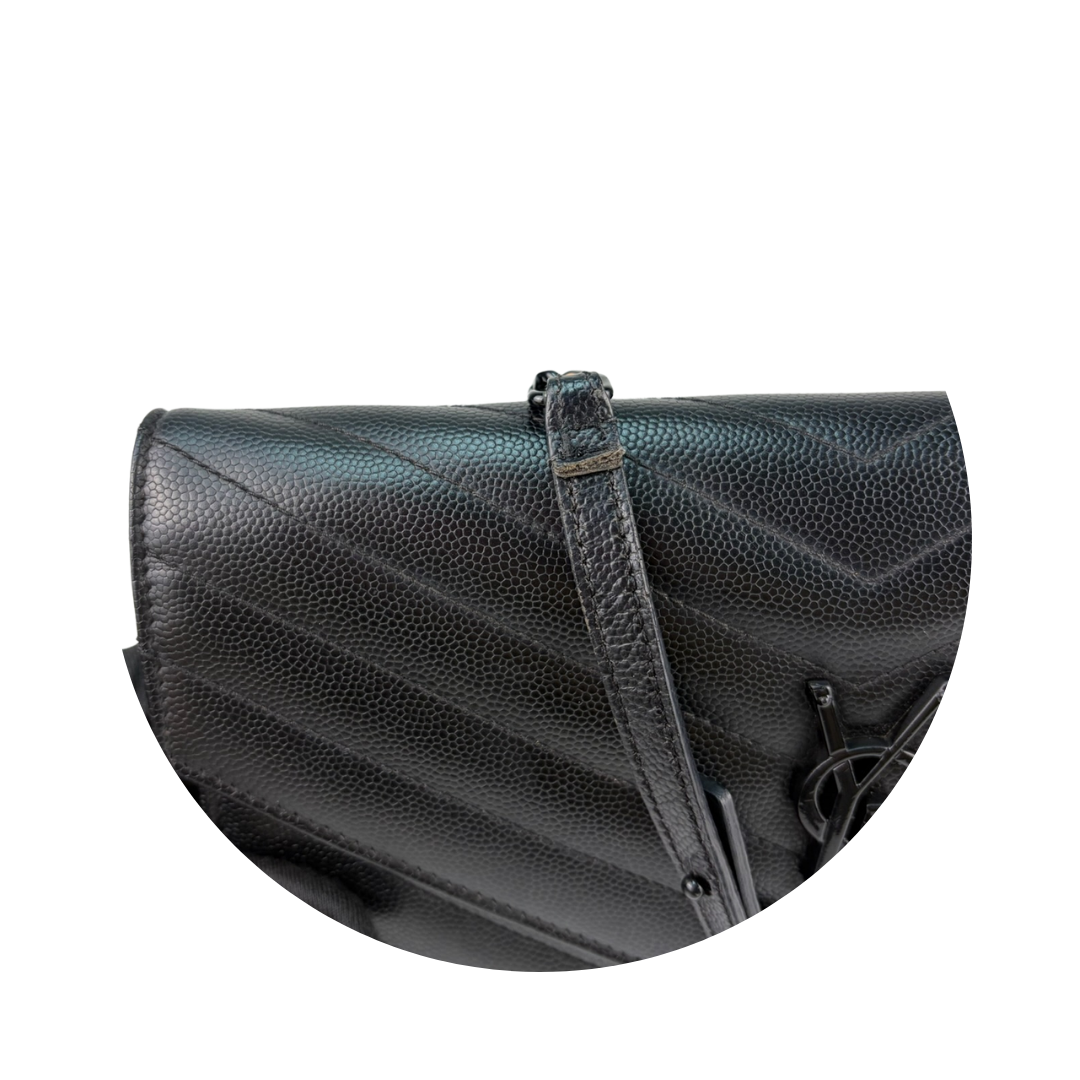 YSL Black Cassandre Quilted Chain Wallet