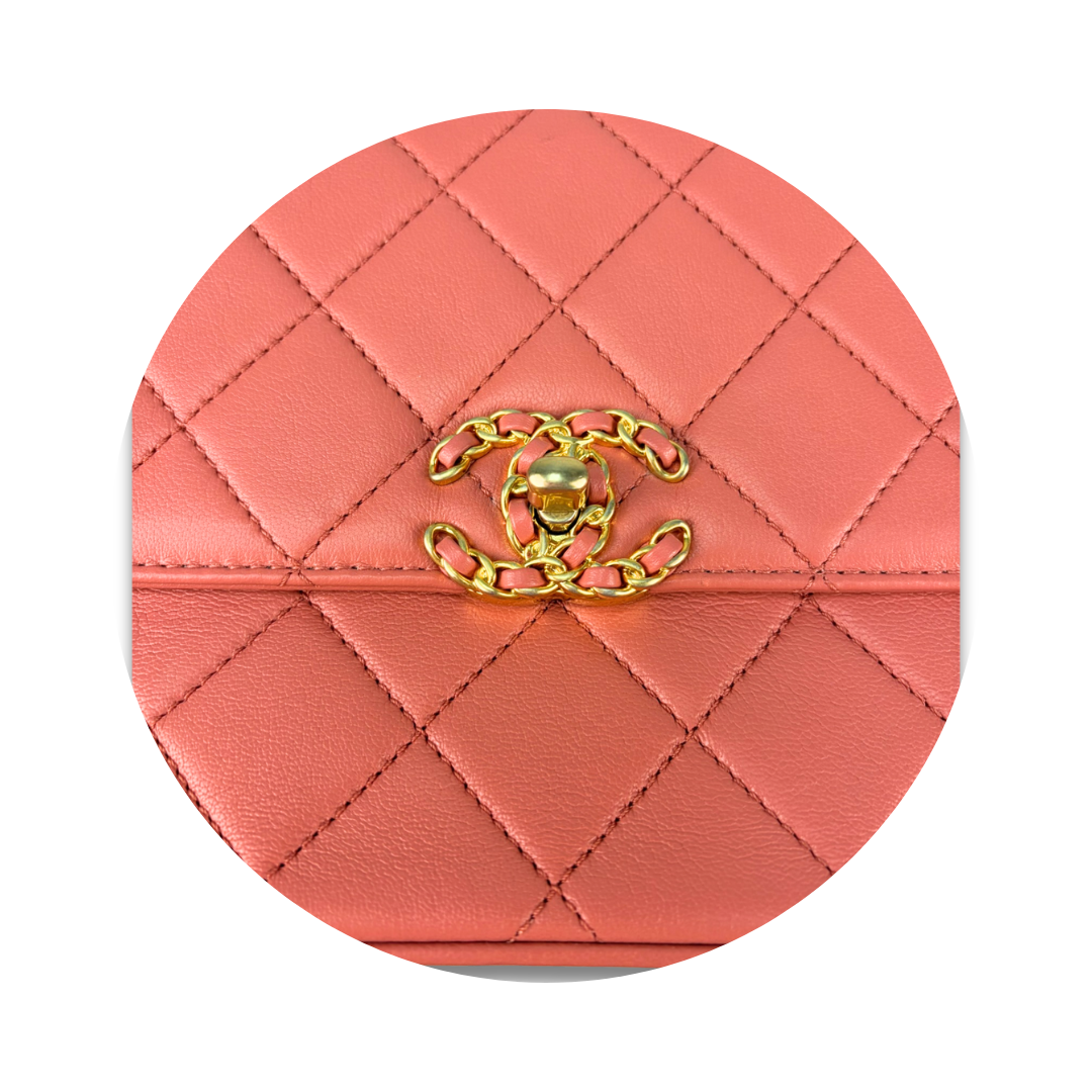 Chanel Salmon Chanel 19 Medium Infinity Top Handle
