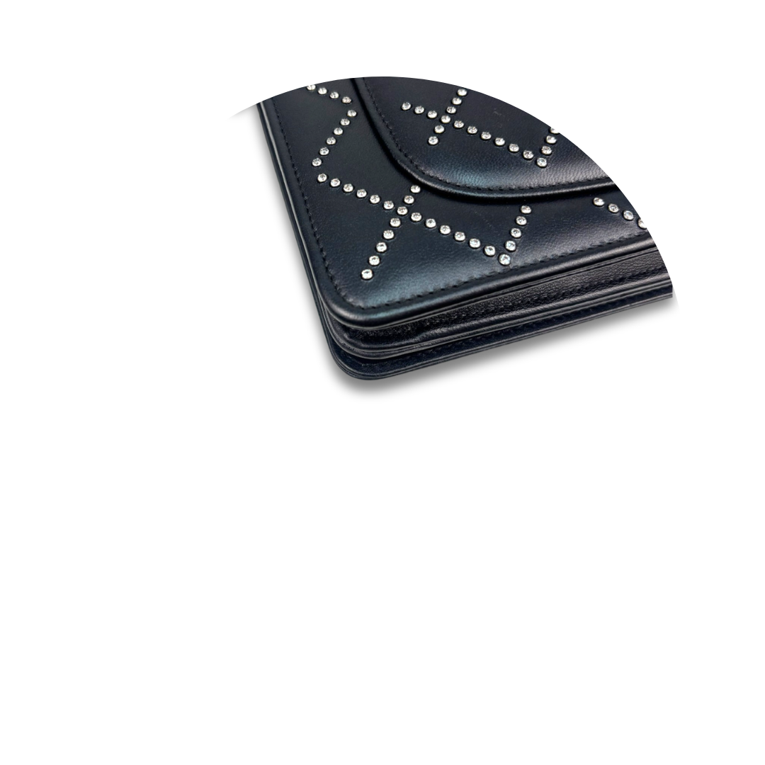 Chanel Crystal Embellished Black Wallet on Chain