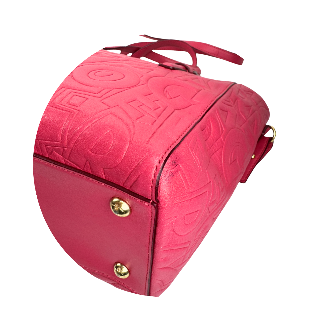Ferragamo Small Fuchsia Bonnie Embossed Tote