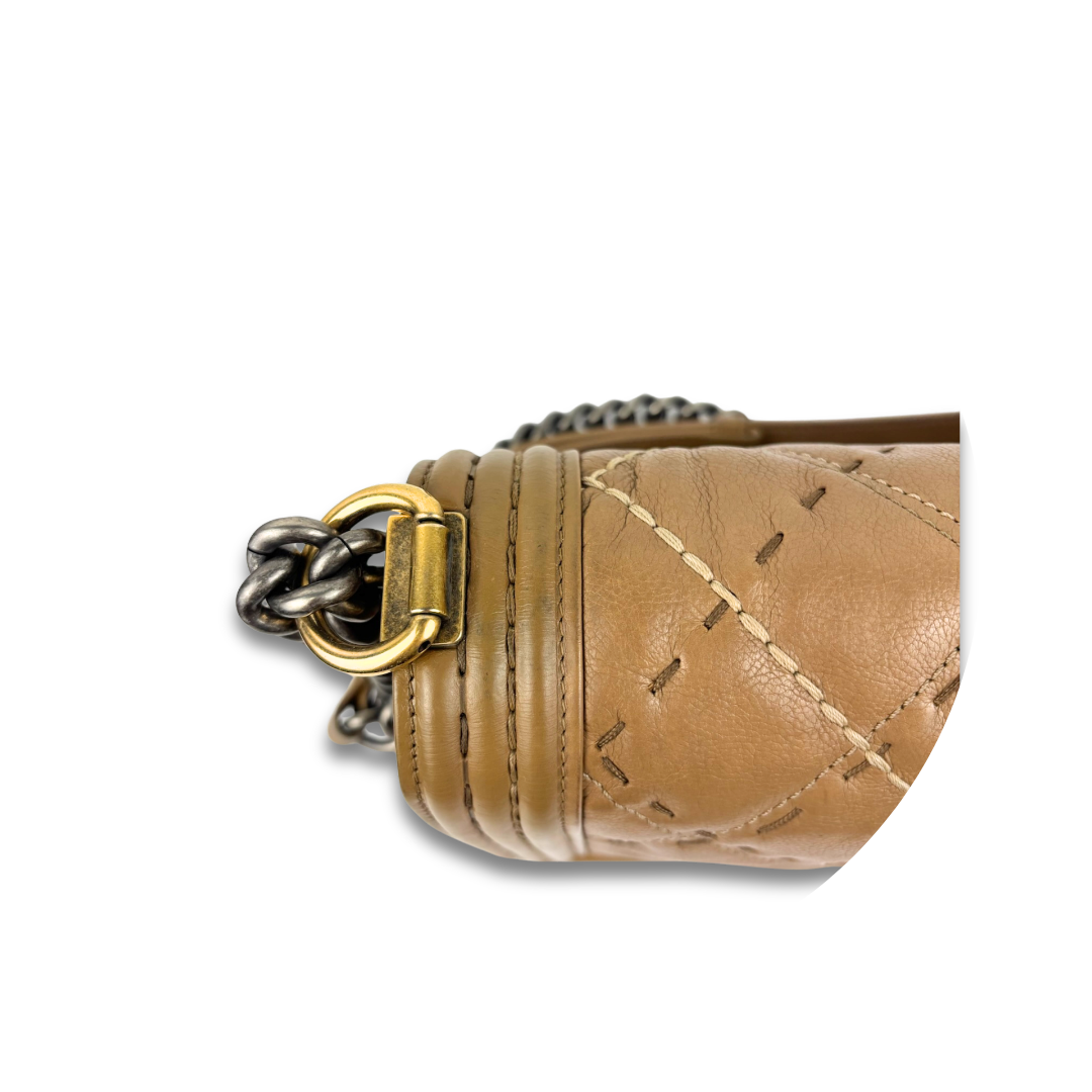 Chanel Brown Stitch Medium Boy Bag