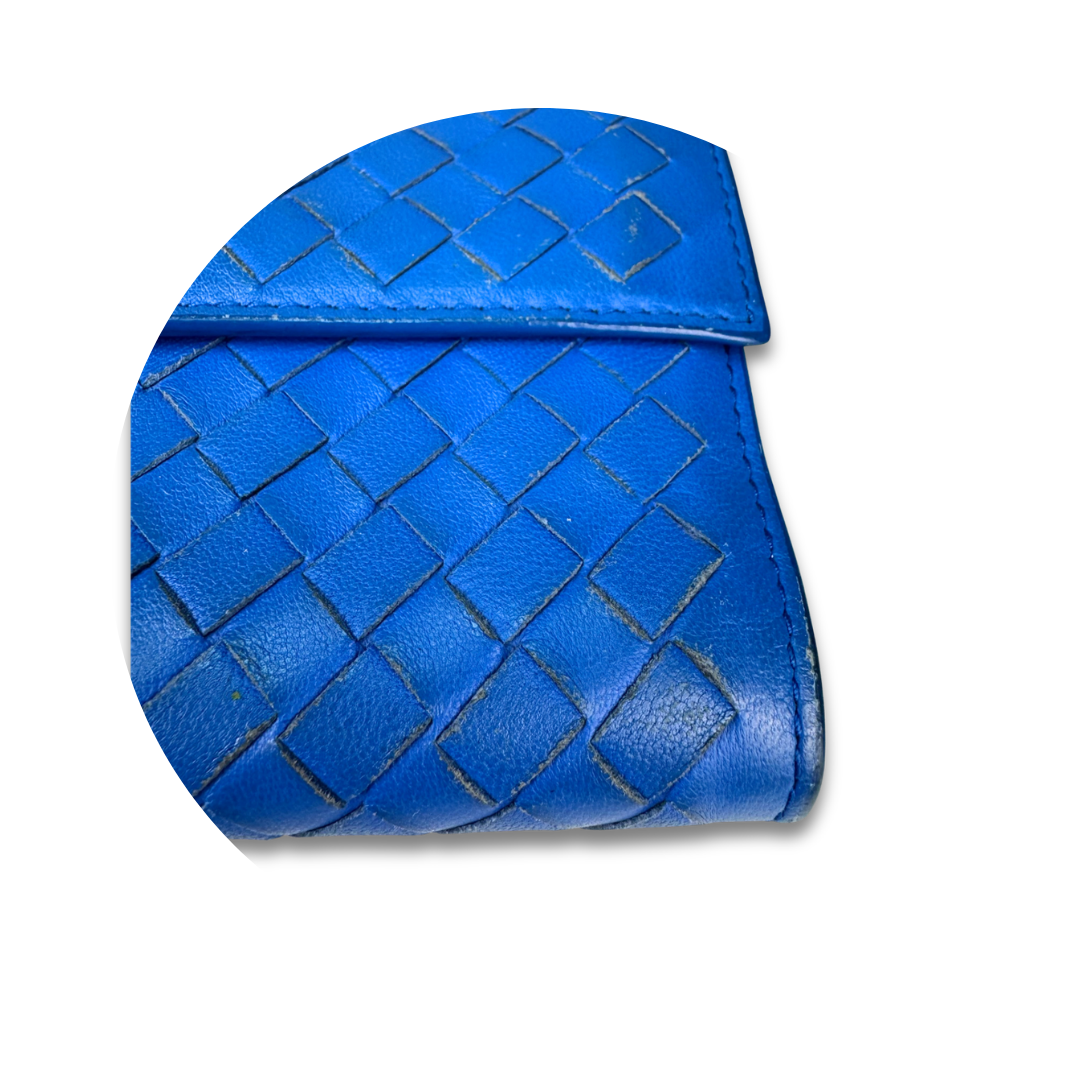 Bottega Veneta Blue Intrecciato Continental Flap Wallet