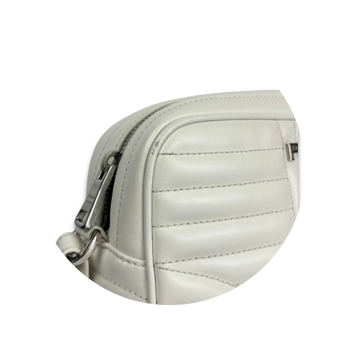 Prada White Diagramme Camera Bag