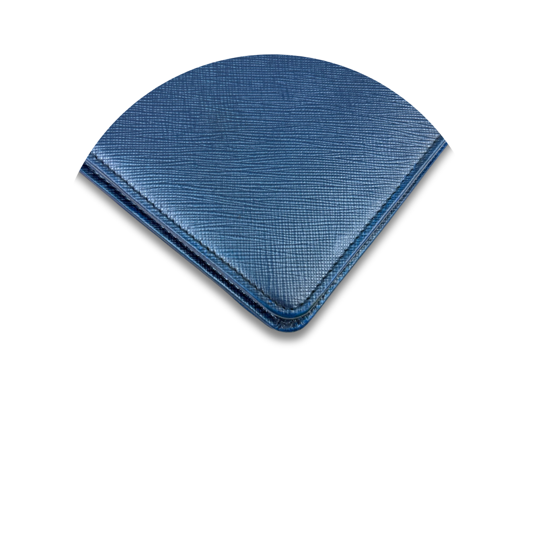 Prada Metallic Blue Saffiano Flap Crossbody
