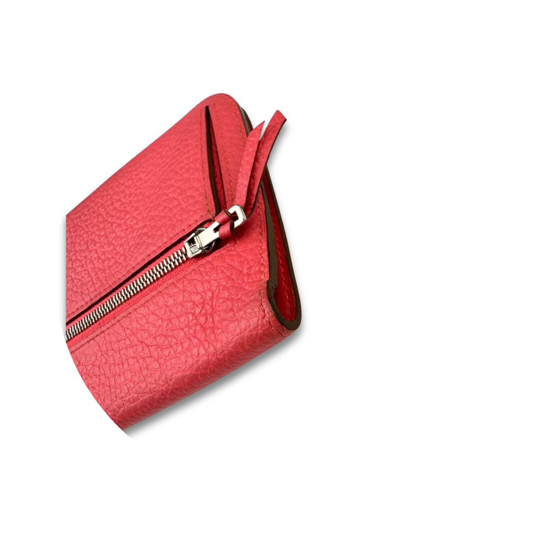 Hermès Clemence Dogon Duo Wallet Rose Jaipur