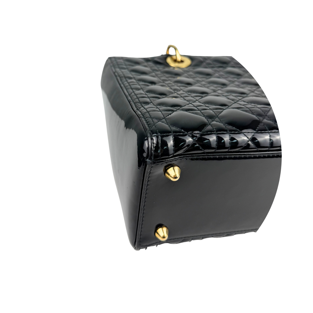 Dior Black Patent Large Lady Dior